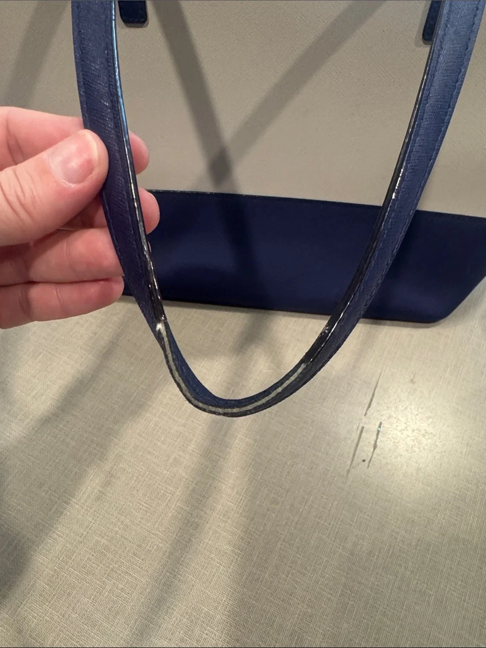 kate spade Cream and Blue Colorblock Leather Tote